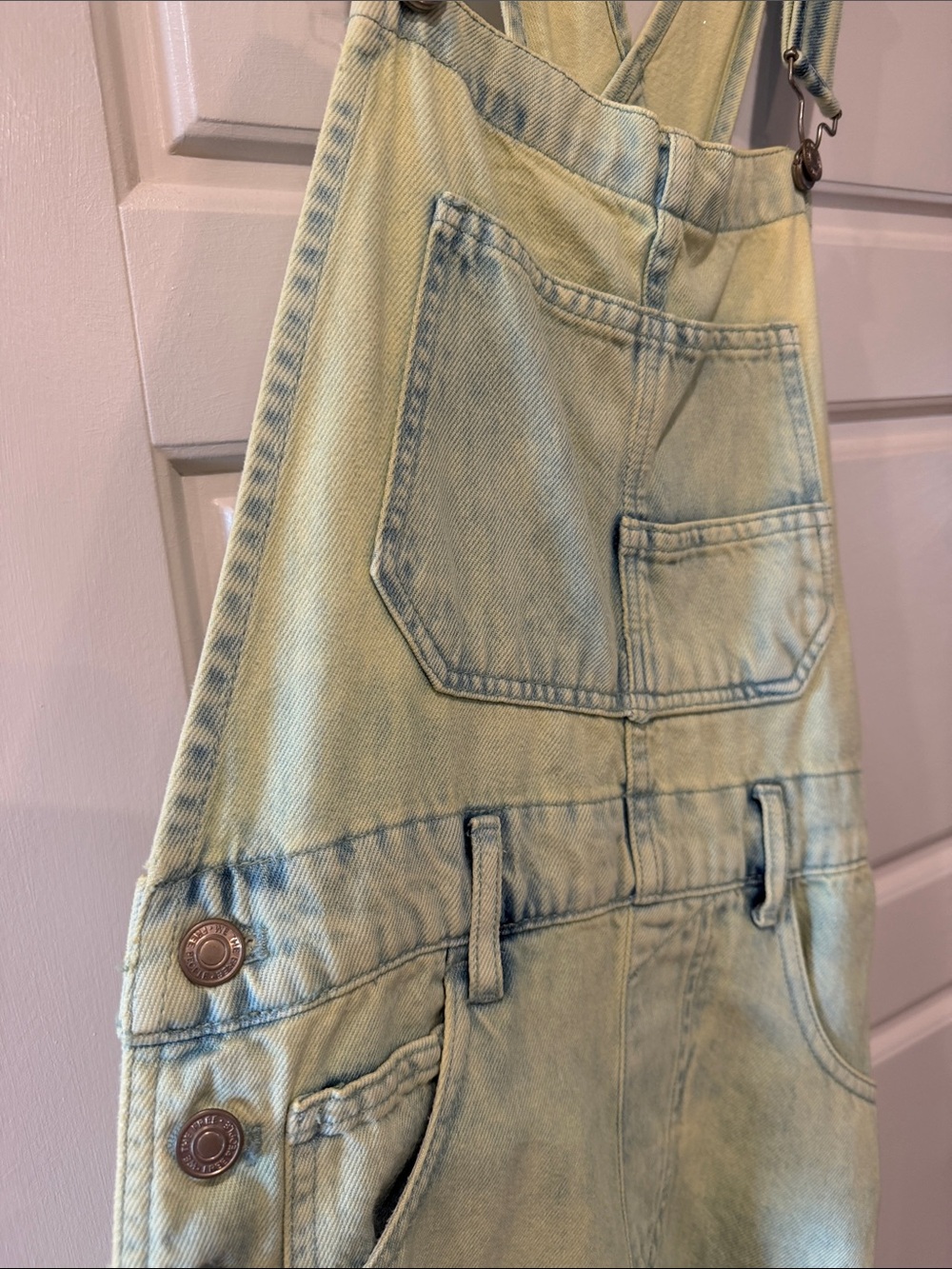 We The Free Light Green Denim Overalls - Picture 3 of 5